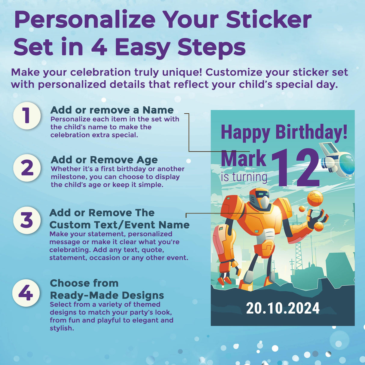Alternate product view of Personalized Birthday Wall Decal.