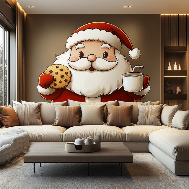 Santa Claus Wall Mural displayed in a room setting.
