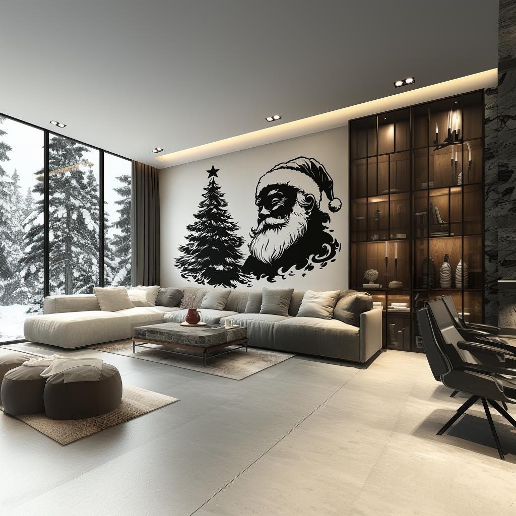 Additional product view of Classic Santa & Tree Wall Mural.