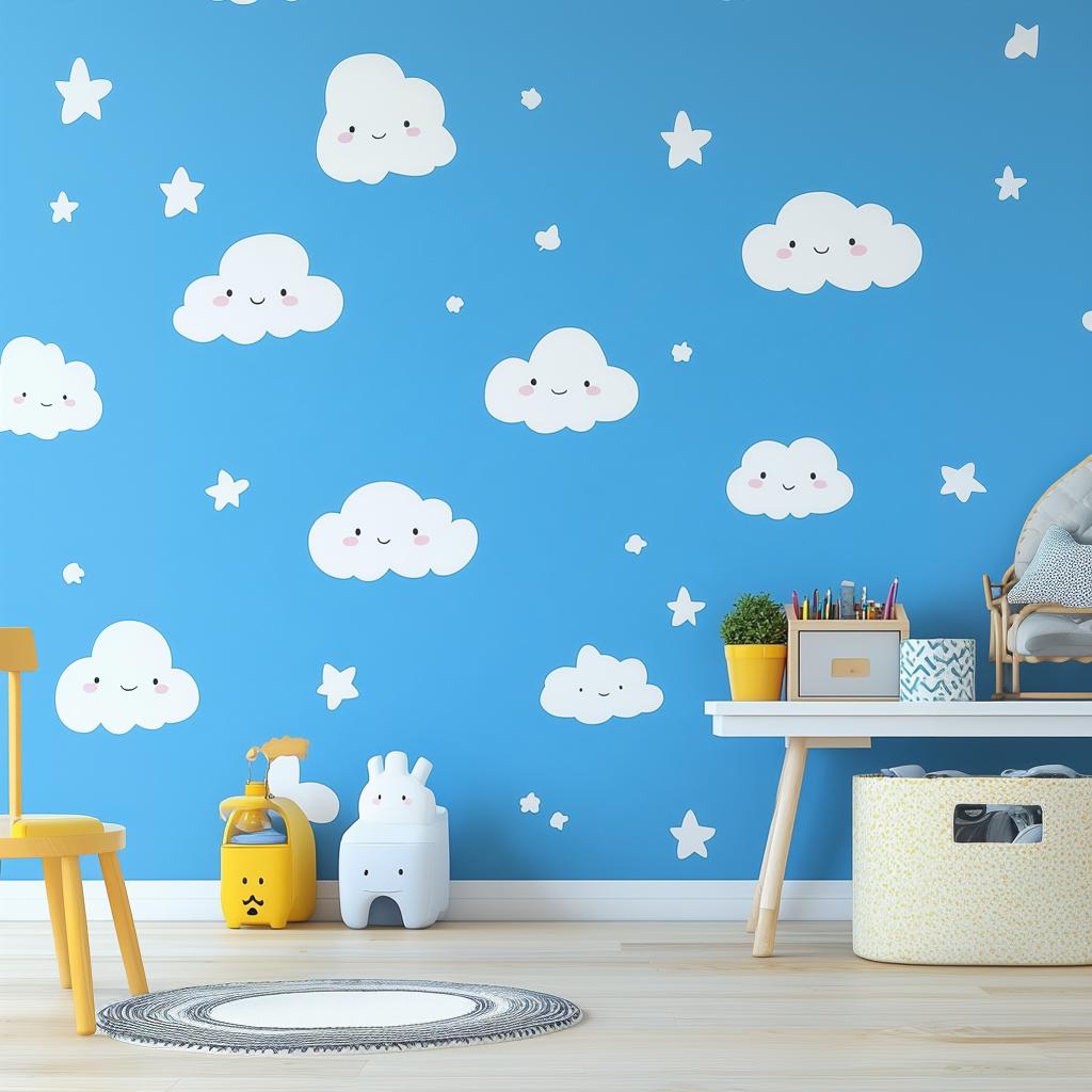 Product view of Cloud and Star Wall Decals.