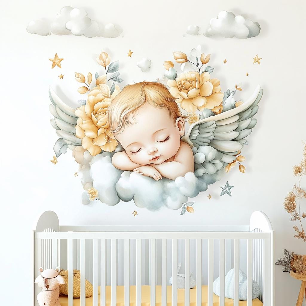 Alternate product view of Angel Baby Wall Mural.