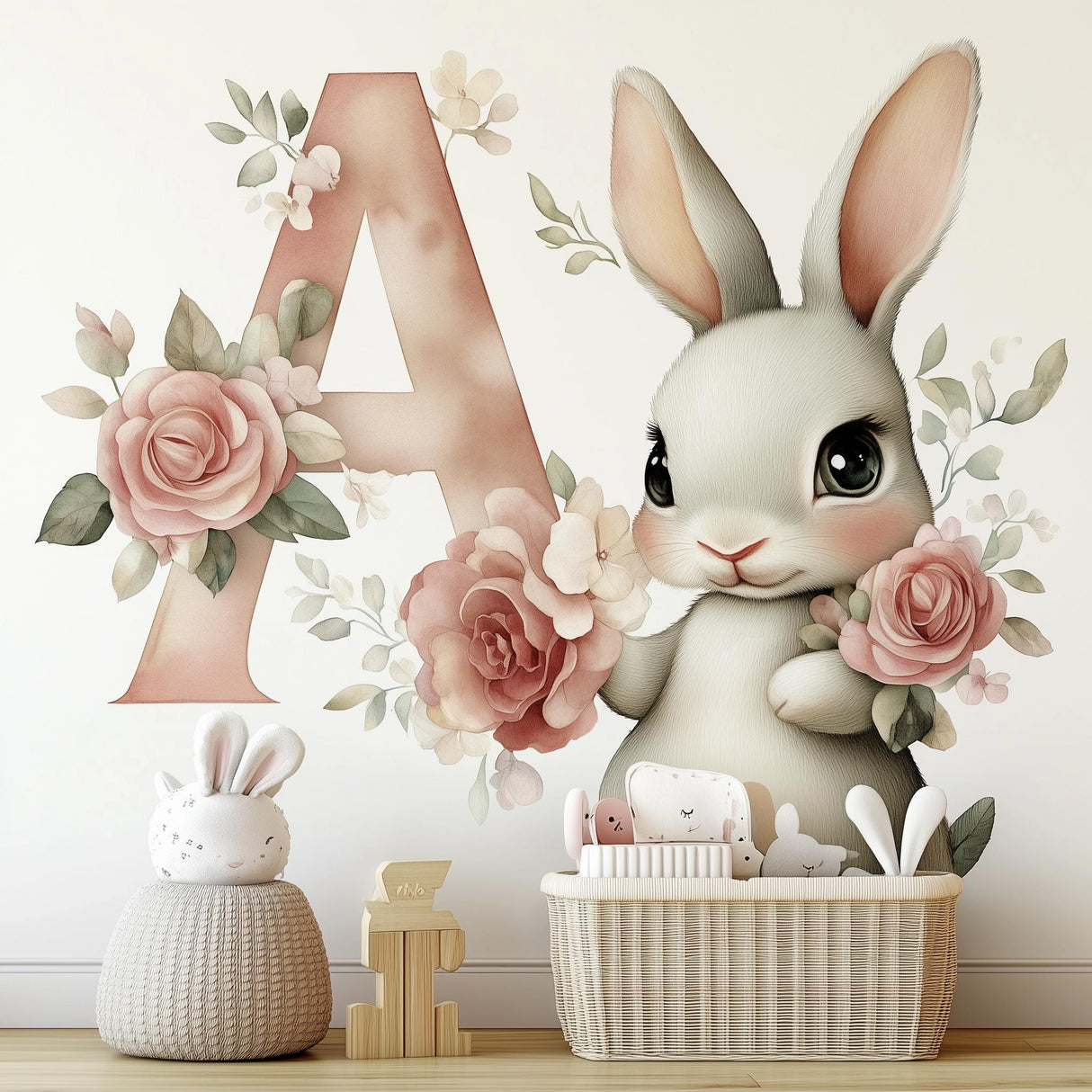 Alternate product view of Personalized Bunny Wall Decal.