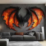 Dragon wing vinyl wall decal displayed in a room setting.