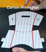 Flat printed carton design with red markings.