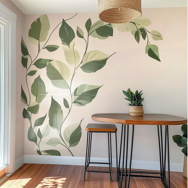 Botanical Wall Decal Sticker displayed in a room setting.