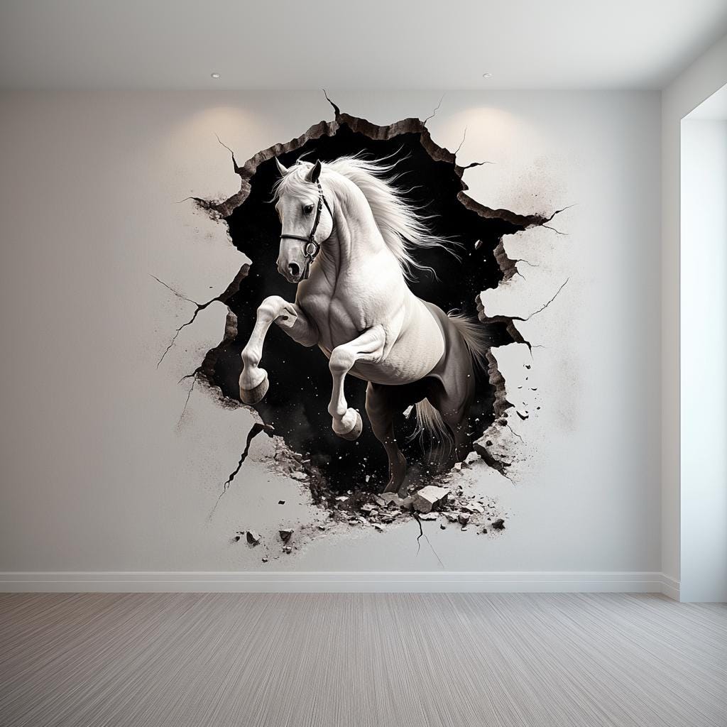 Alternate gallery view of 3D White Horse Wall Sticker.