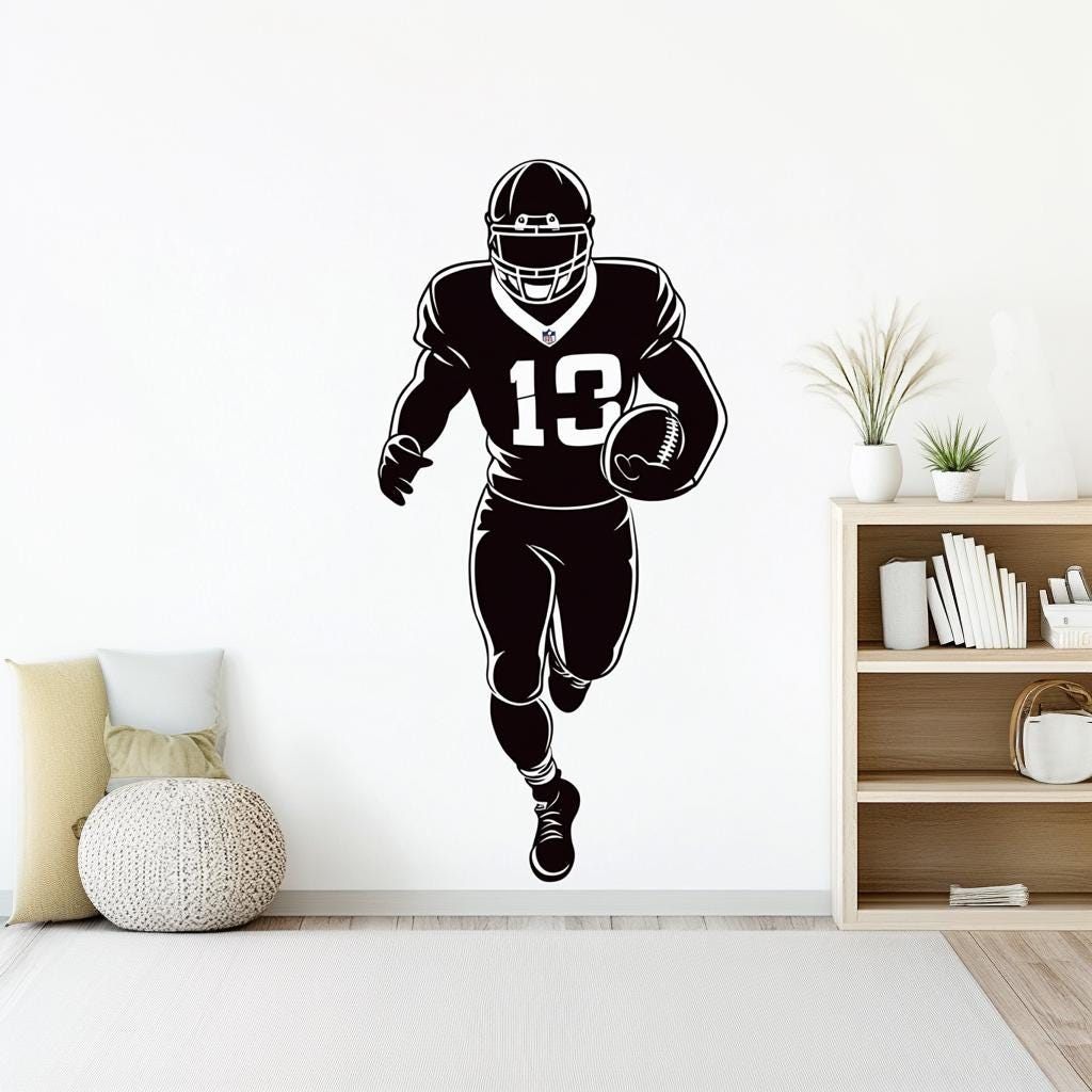 Football player wall decal sticker in action.