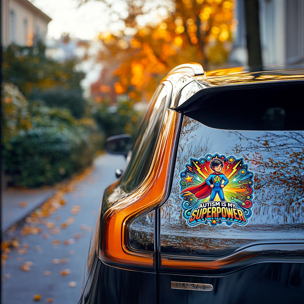 Alternate product view of Autism Is My Superpower Sticker.