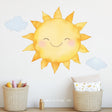 Smiling Sun Wall Decal Sticker displayed in a room setting.