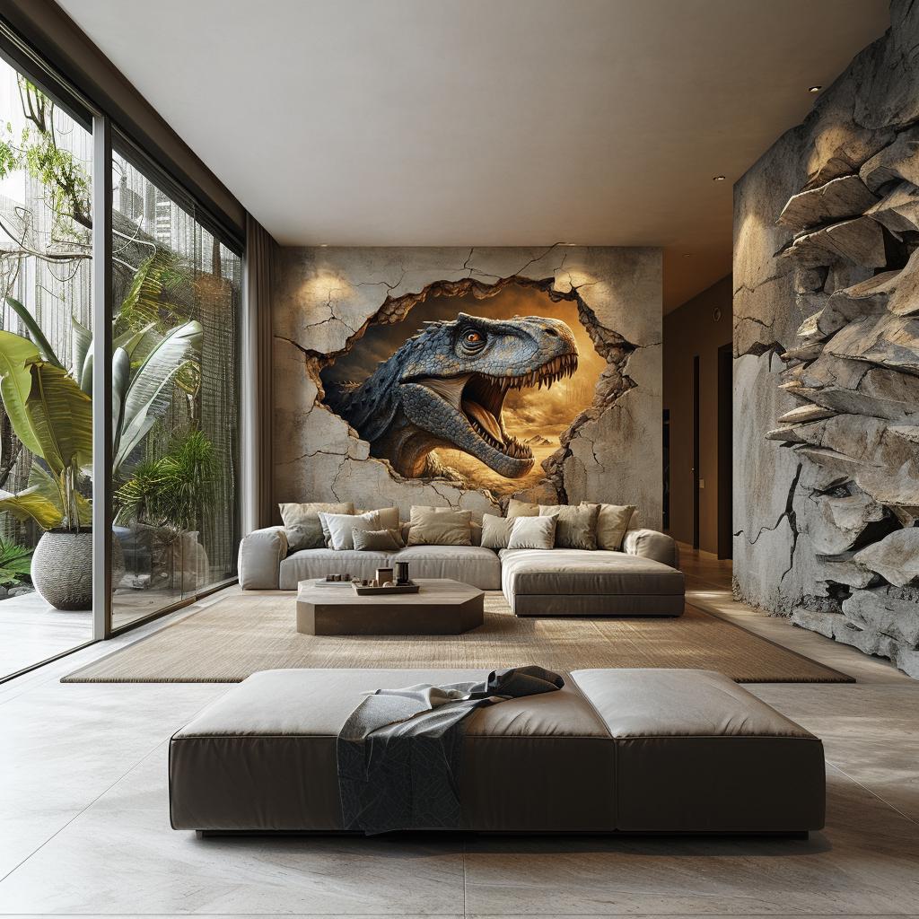 Additional product view of 3D T-Rex Dinosaur Wall Mural.