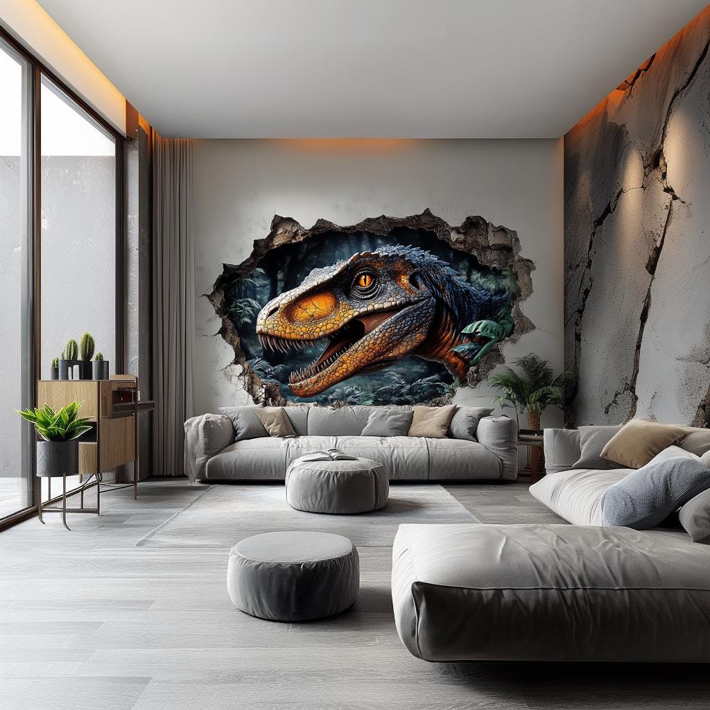 Additional product view of 3D Dinosaur Wall Mural.