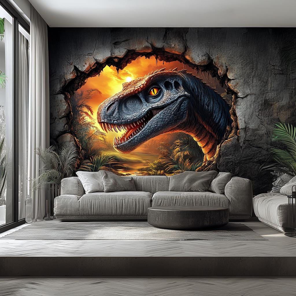 Alternate gallery view of 3D Dinosaur Wall Mural.