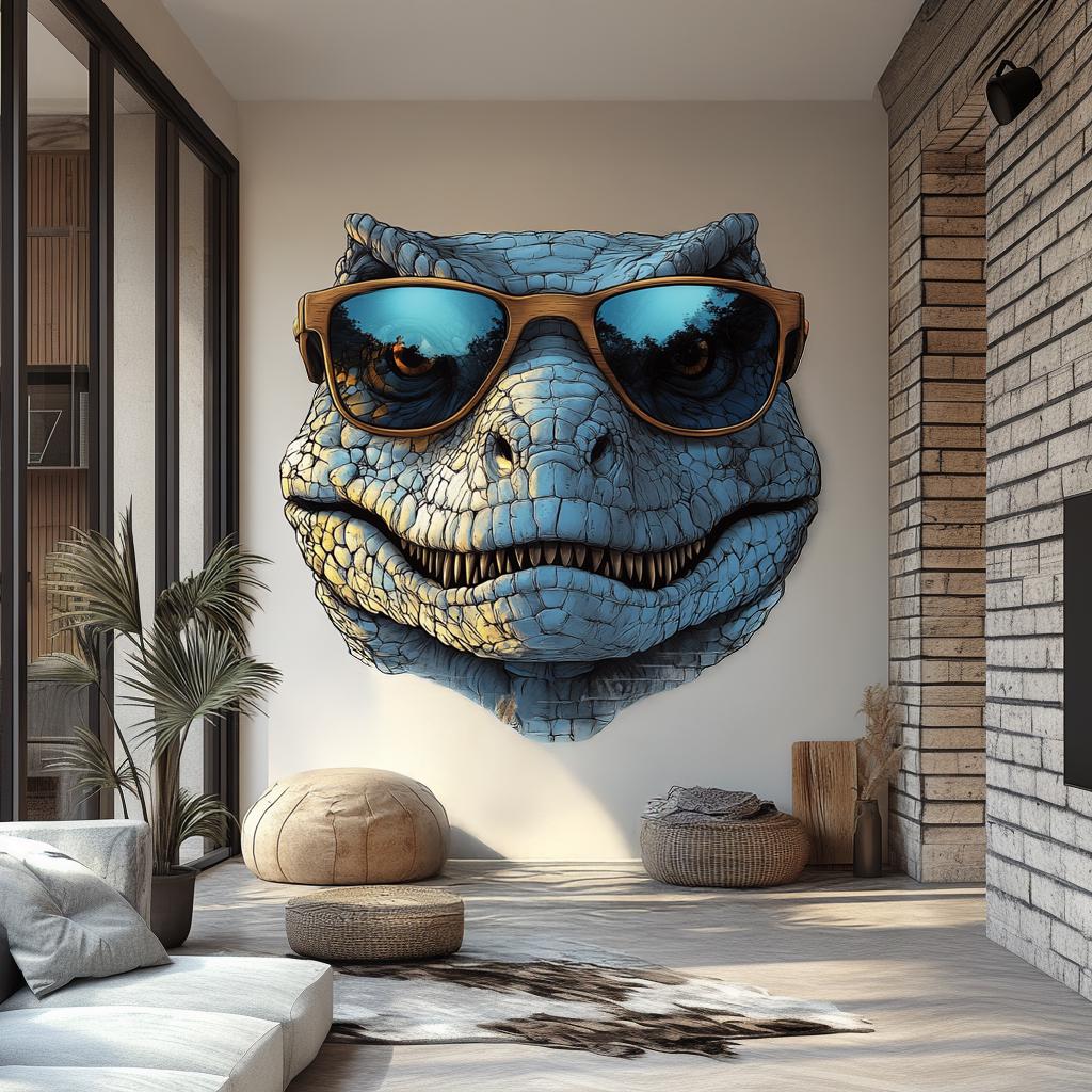 Alternate gallery view of Cool Dinosaur Wall Decal with Sunglasses.