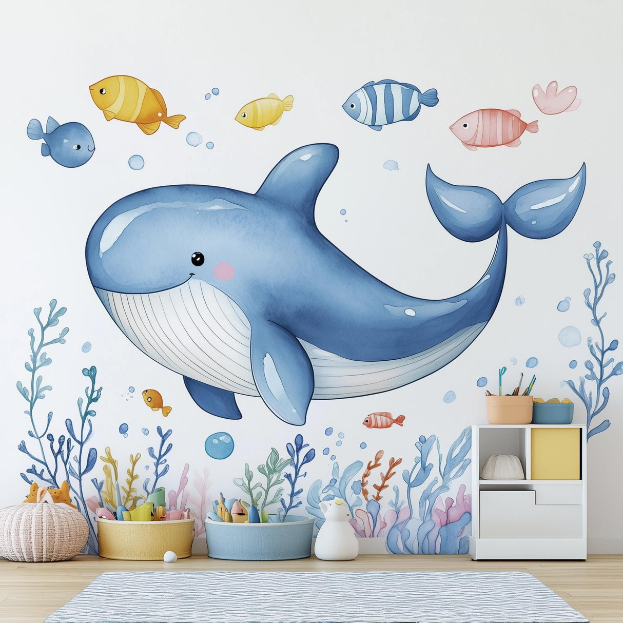 Product view of Whale Wall Decals for Kids.