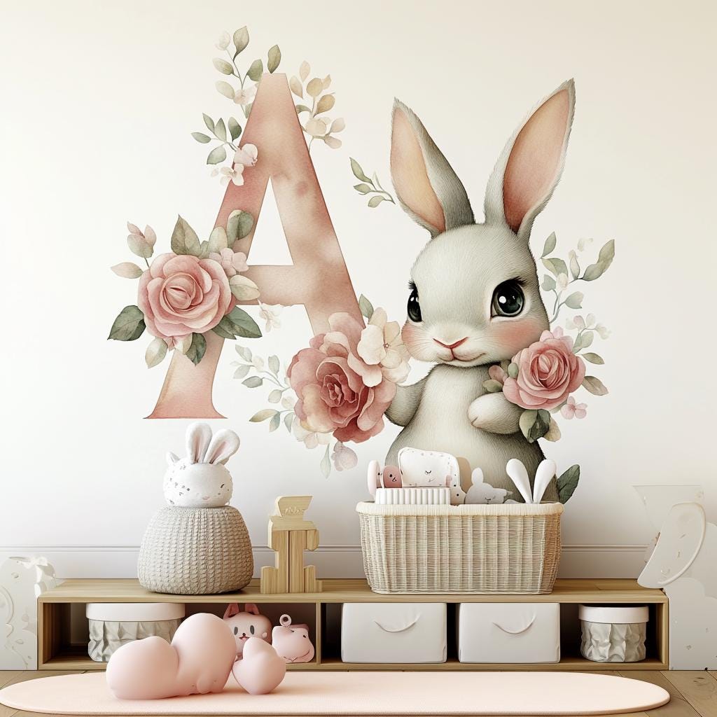 Product gallery view of Personalized Bunny Wall Decal.