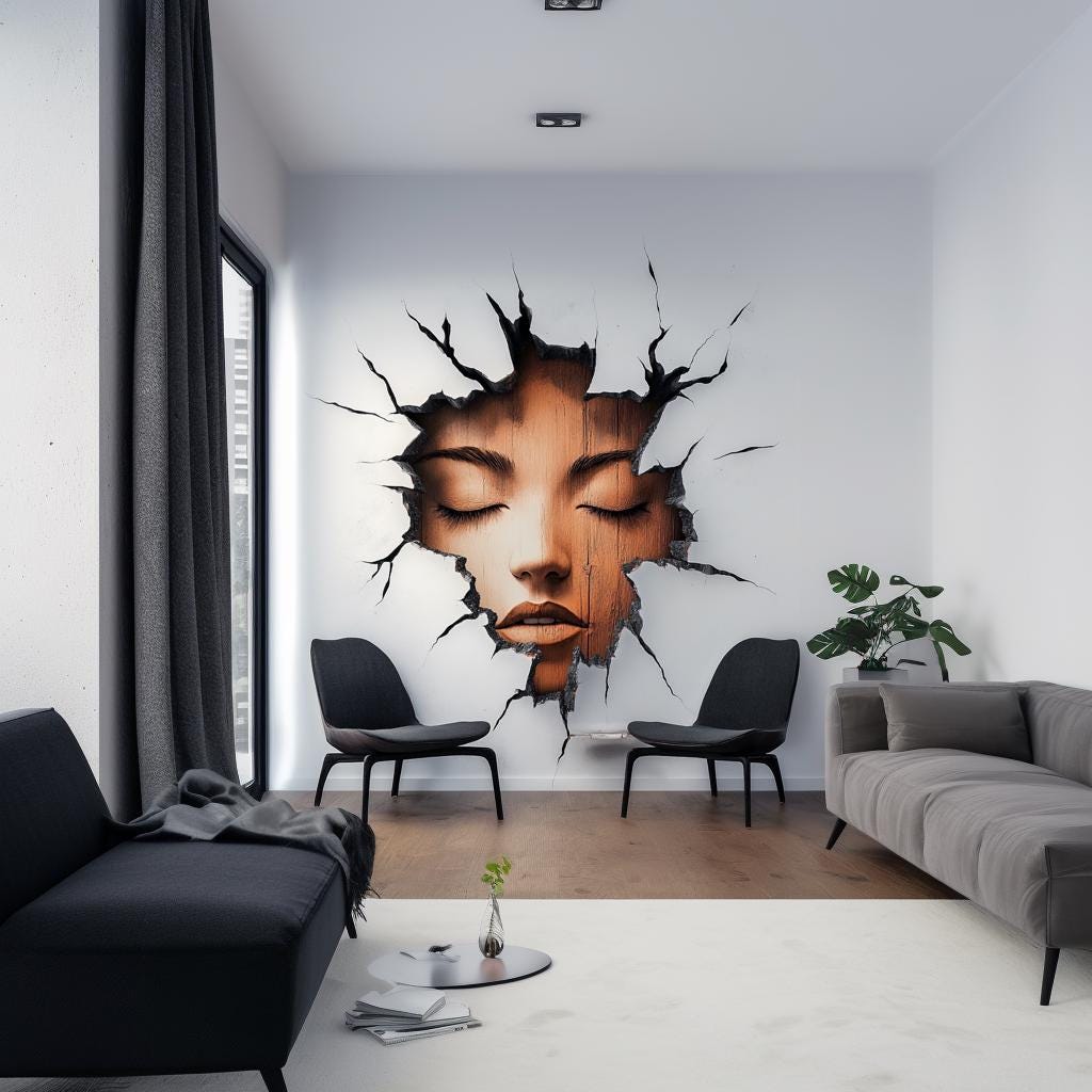Additional product view of 3D Cracked Wall Face Decal.