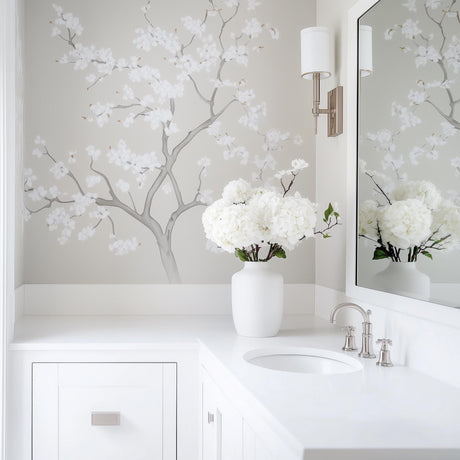 Chinoiserie Tree Wall Decal displayed in a room setting.
