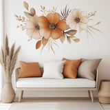 Boho Floral Wall Decal displayed in a room setting.