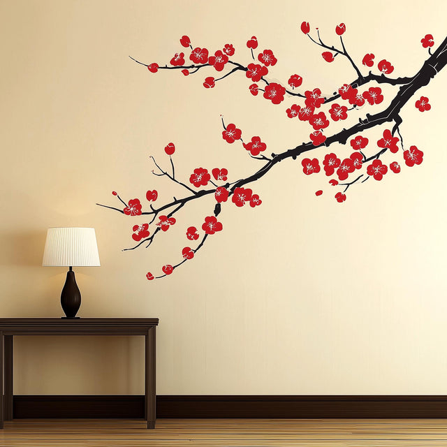 Plum Blossom Wall Decal displayed in a room setting.