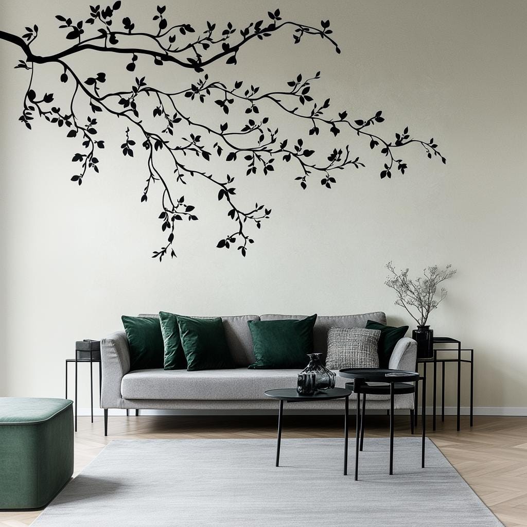 Additional product view of Minimalist Black Branch Wall Decal.