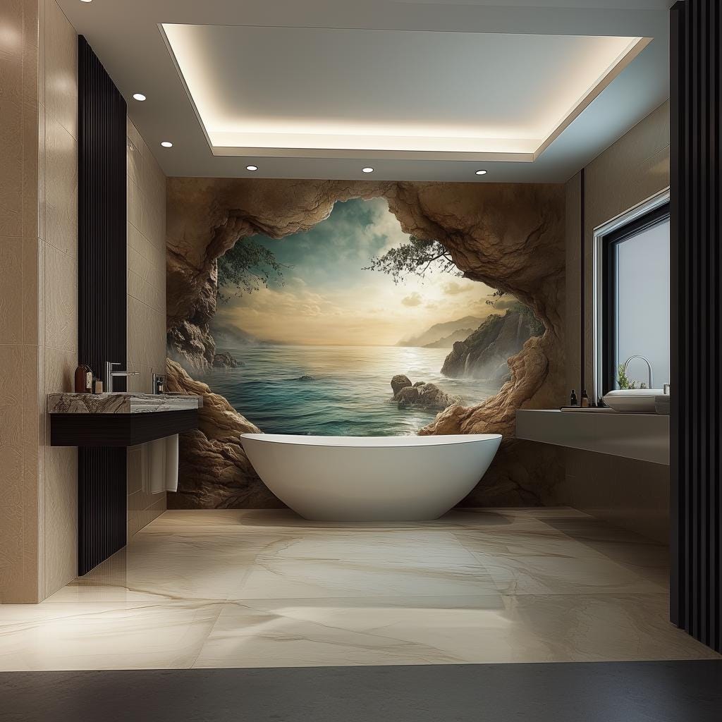 Alternate gallery view of 3D Ocean Cave Wall Mural.