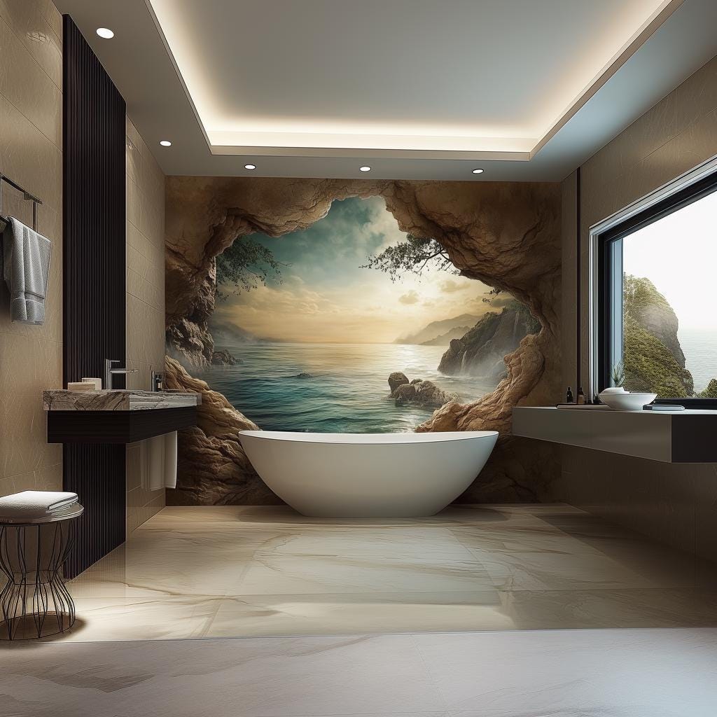 Additional product view of 3D Ocean Cave Wall Mural.