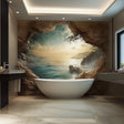 3D Ocean Cave Wall Mural displayed in a room setting.