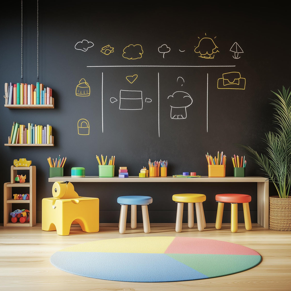 Custom Chalkboard Wall Decal displayed in a room setting.