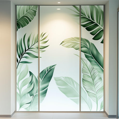 Product view of Tropical Leaf Frosted Glass Sticker.