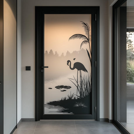 Product view of Flamingo Frosted Glass Door Sticker.