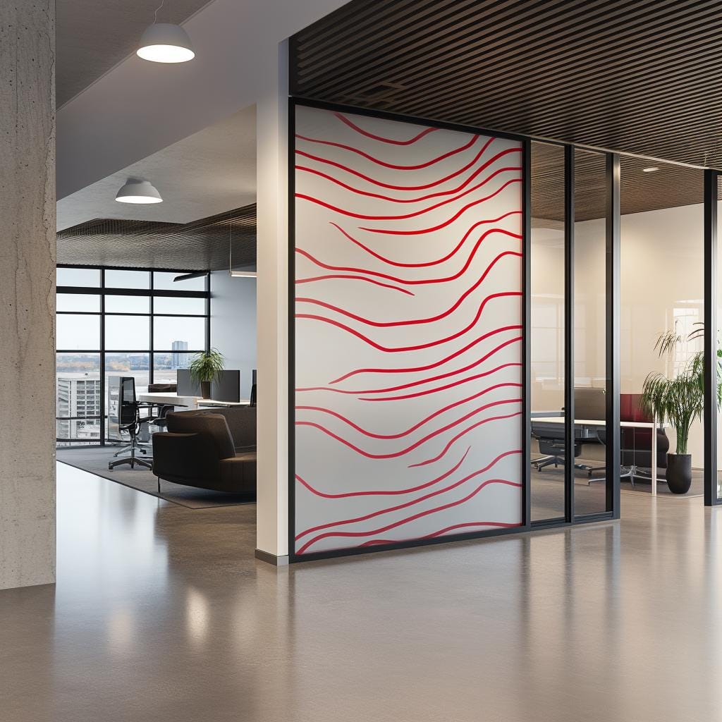 Alternate gallery view of Modern Wavy Line Frosted Glass Sticker.