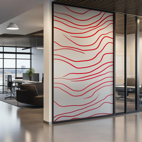Product view of Modern Wavy Line Frosted Glass Sticker.