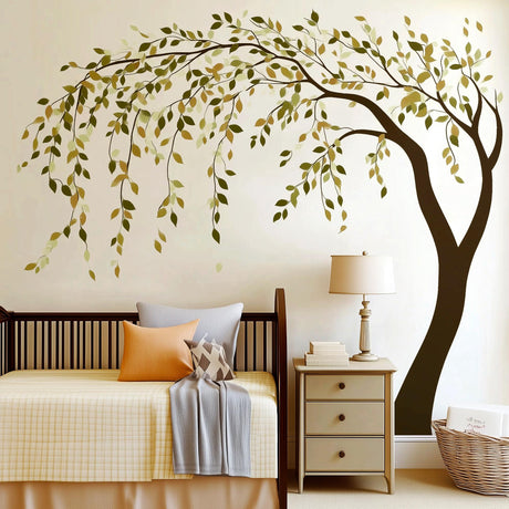 Weeping Willow Tree Wall Sticker displayed in a room setting.
