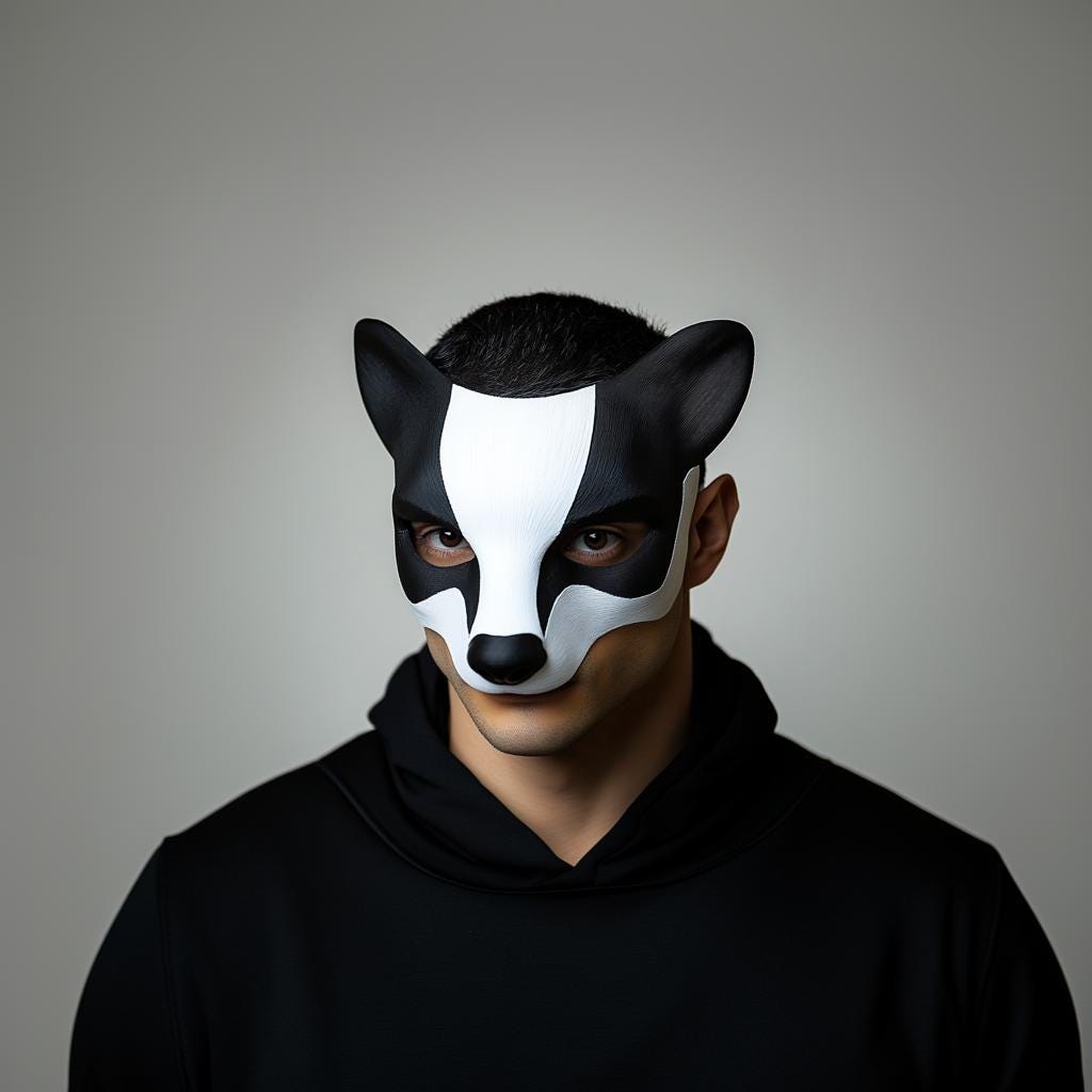 Alternate product presentation of 3D Printed Badger Mask.