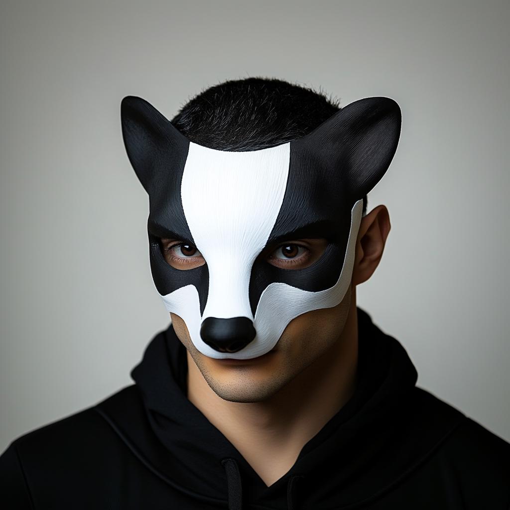 Product presentation view of 3D Printed Badger Mask.