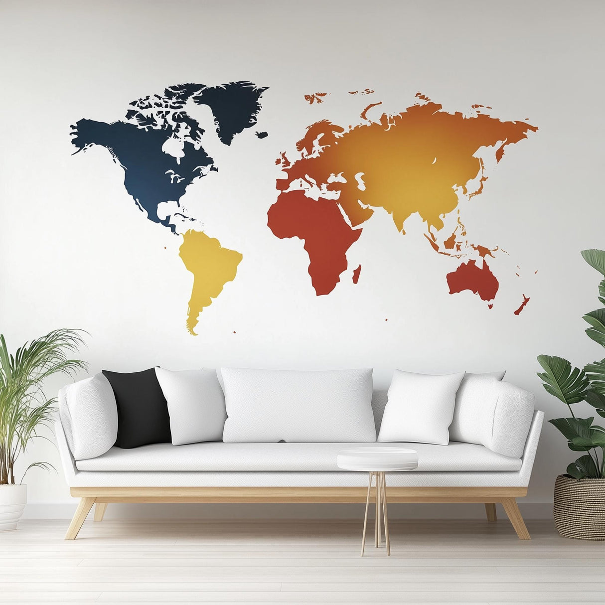 World Map Wall Decal displayed in a room setting.