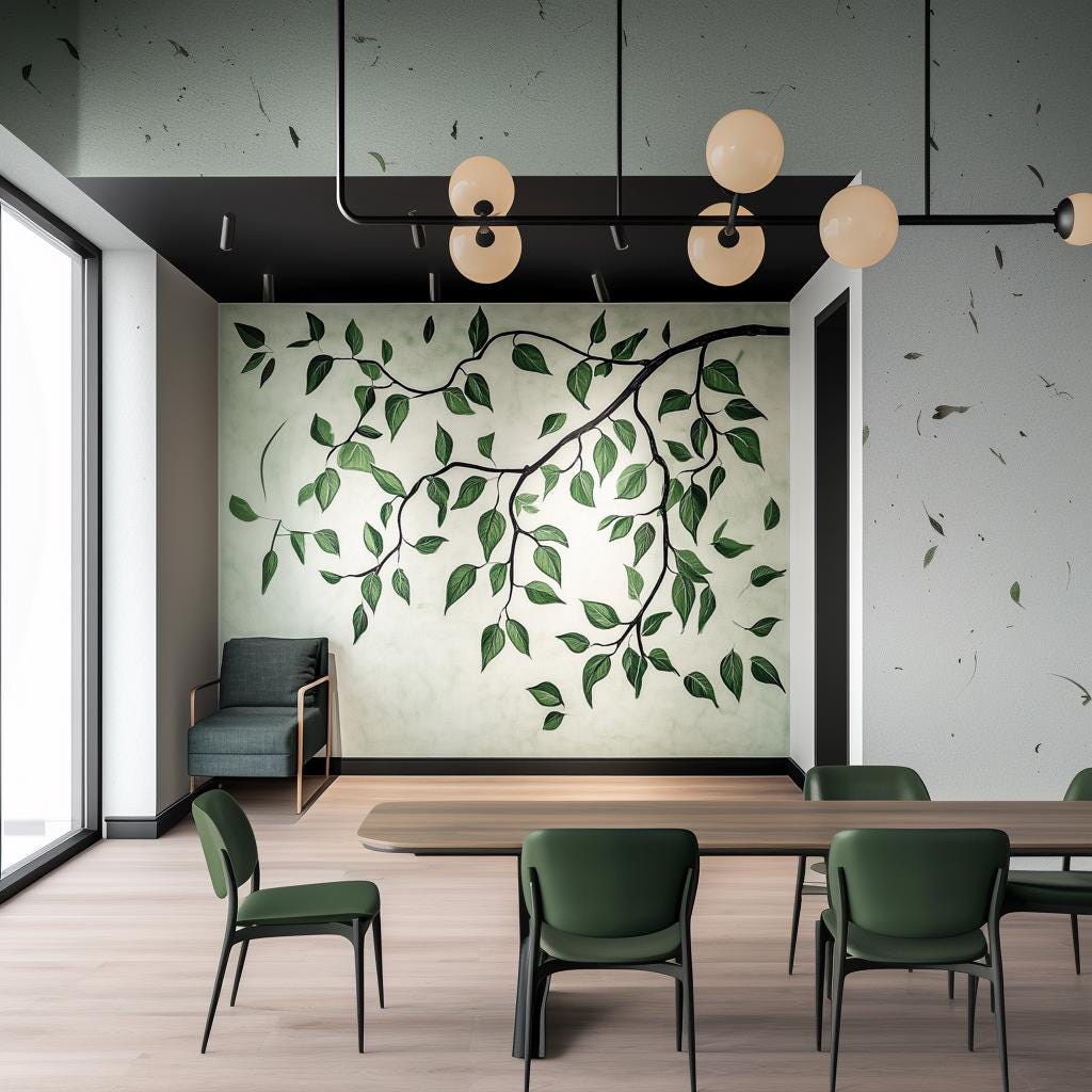 Product gallery view of Green Leaf Wall Decal.