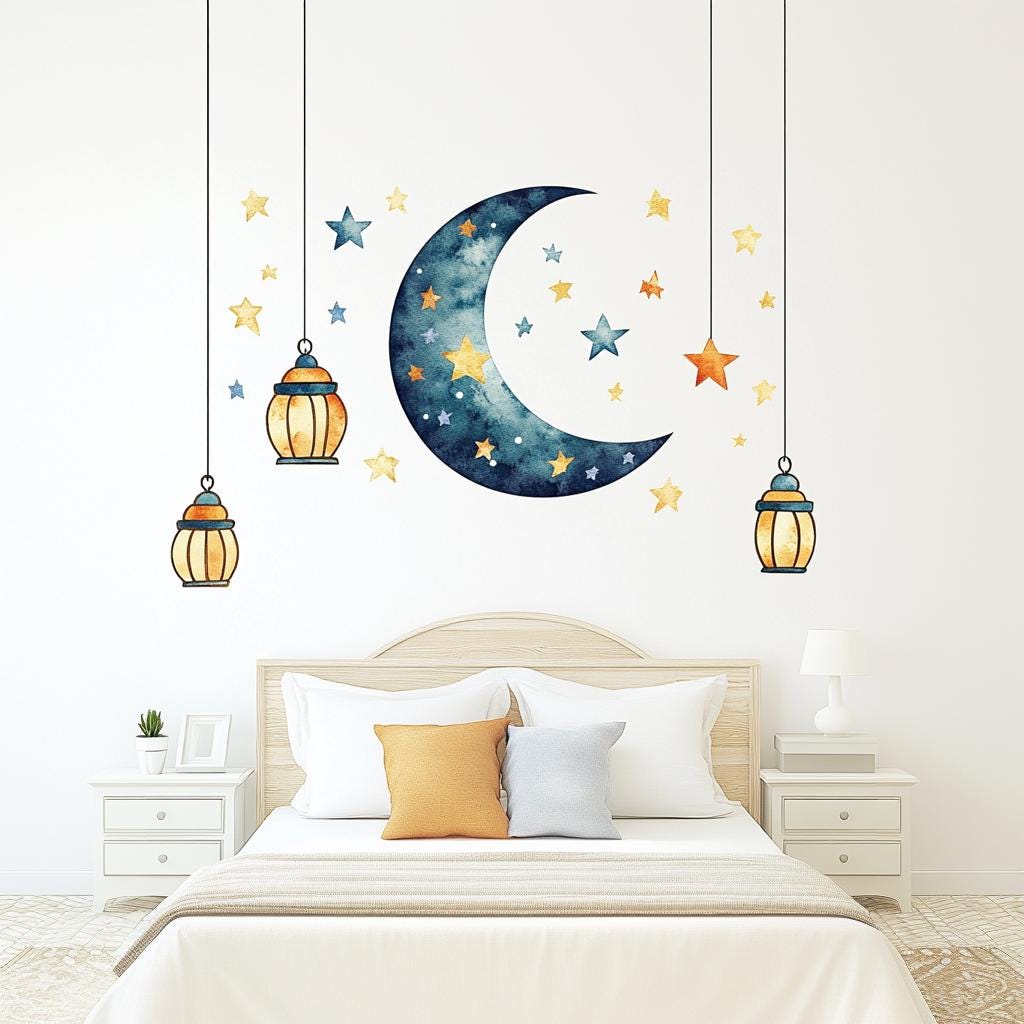 Alternate gallery view of Moon and Stars Wall Decal Sticker Set.