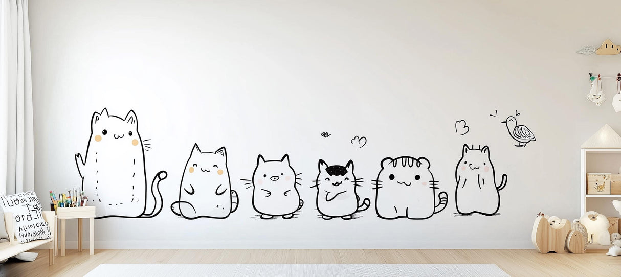 Additional product view of Cute Cat Wall Decal Set.
