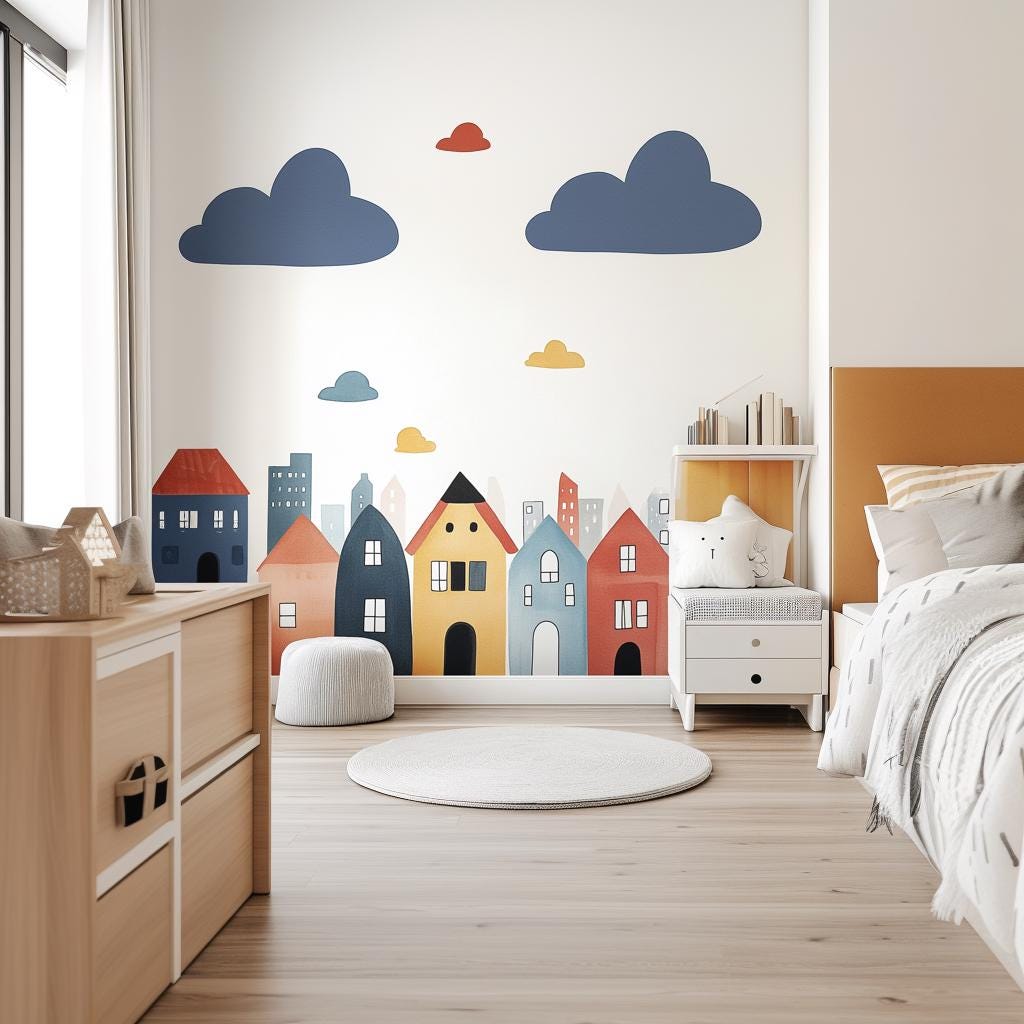 Additional product view of Colorful Town Wall Decal.