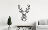 Geometric deer wall decal in a modern living space, adding minimalist decor to the room.