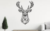 Geometric deer wall decal in angular design on a wall.