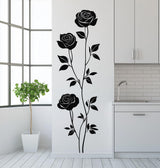 Three-rose wall decal sticker in a modern kitchen, elegant floral design.