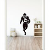 Football player wall decal in a stylish room.