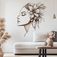 Floral Woman Wall Decal displayed in a room setting.