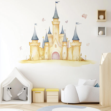 Fairy Tale Castle Wall Sticker displayed in a room setting.