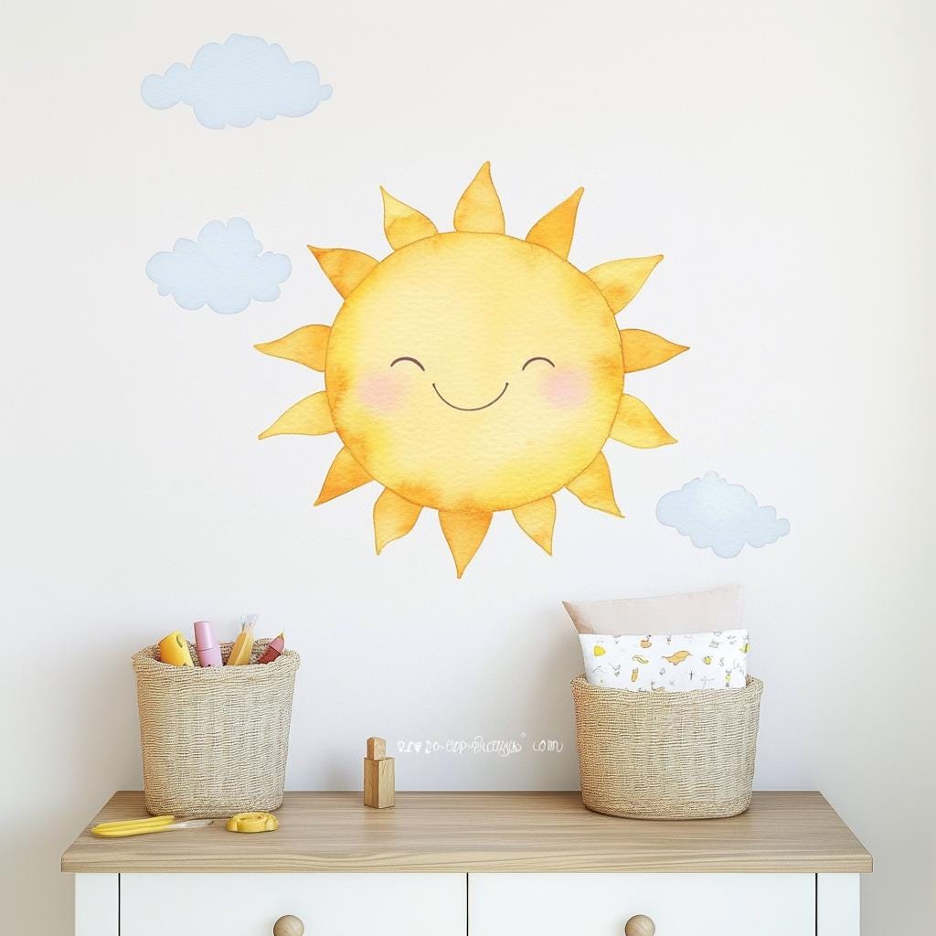 Alternate gallery view of Smiling Sun Wall Decal Sticker.