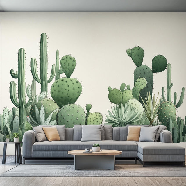 Cactus Wall Decal Sticker displayed in a room setting.