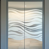 Large frosted wave glass decal for a window or glass door