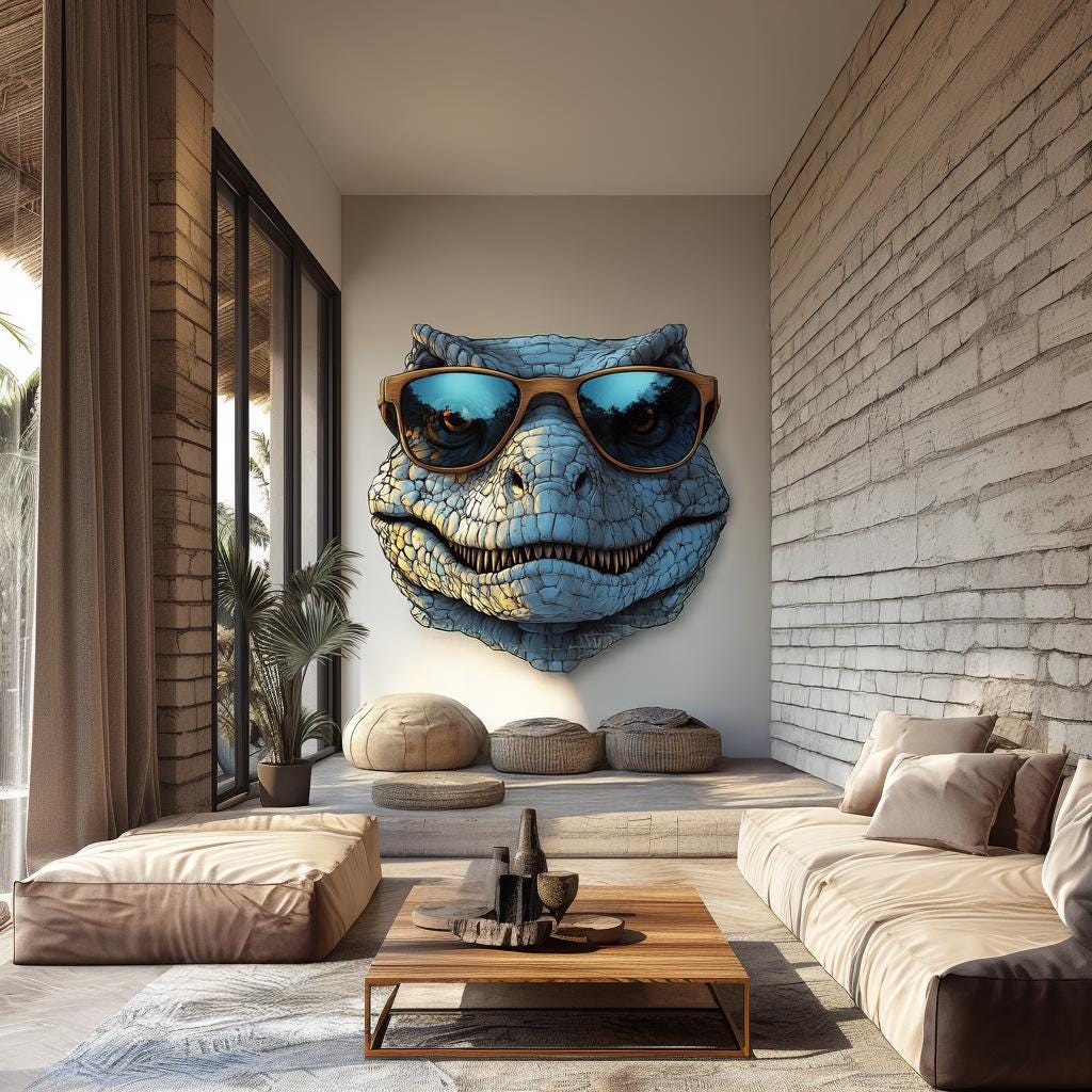Additional product view of Cool Dinosaur Wall Decal with Sunglasses.